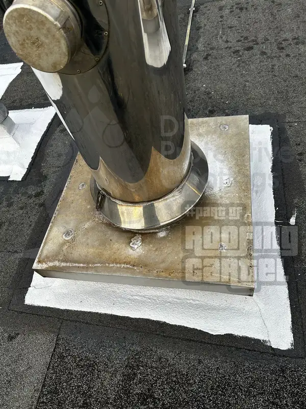 Lava 20 membrane system waterproofing chimney flashing on asbestos cement roof