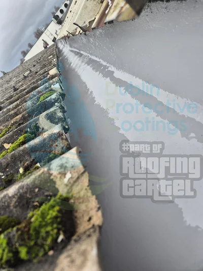 Overlap joint repair on asbestos cement roof sheets with seamless waterproof seal between sheet overlaps