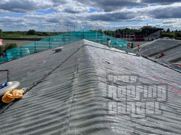 Factory asbestos roof waterproofing with Polyurea coating in Galway Ireland
